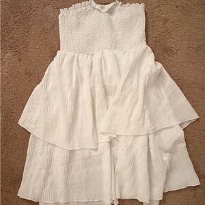 Moyan Clothes - Women’s textures frill A-Line dress. Sleeveless strapless